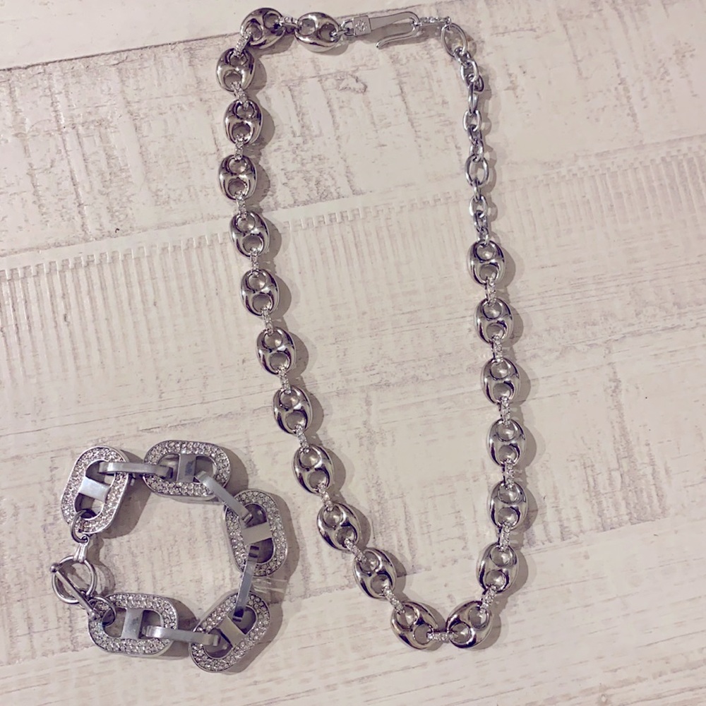Chain Link Necklace & Bracelet Set